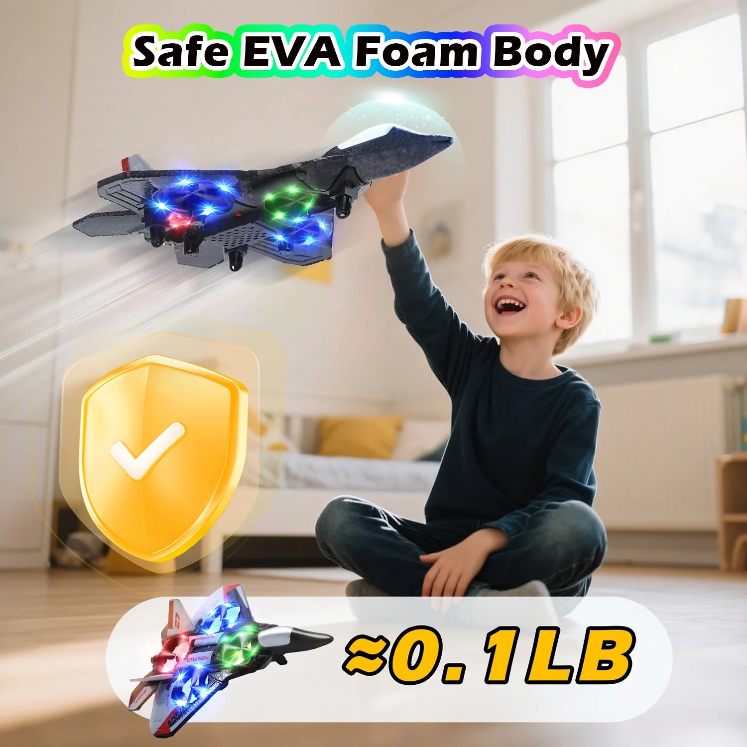 JoyStone RC Jet Fighter – Foam Airplane with 360° Stunts & LED Lights