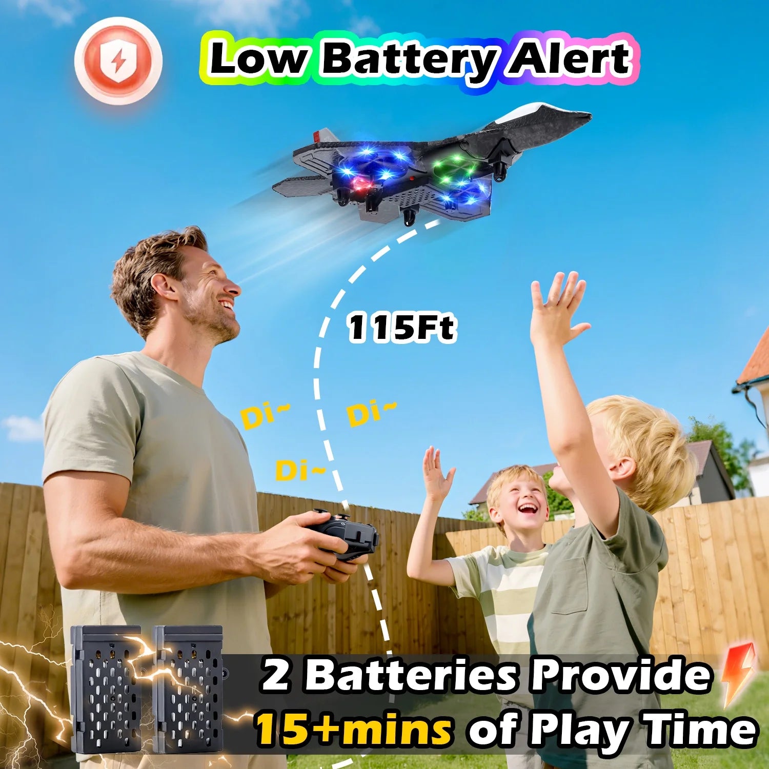 JoyStone RC Jet Fighter – Foam Airplane with 360° Stunts & LED Lights